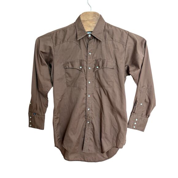 VTG Rockmount Pear Snap Western Shirt Men's Size 16-32 Brown Ranch Wear USA - Picture 2 of 5